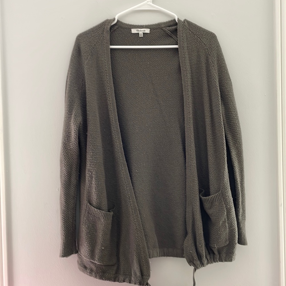 Madewell xxs sage green patch pocket tie bottom cardigan
